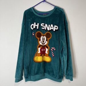 Disney Mickey Mouse Plus Size 4X Trendy Graphic Plush Teal Sweatshirt Pullover